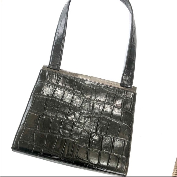 Jones New York Handbags - Genuine leather black croc look bag